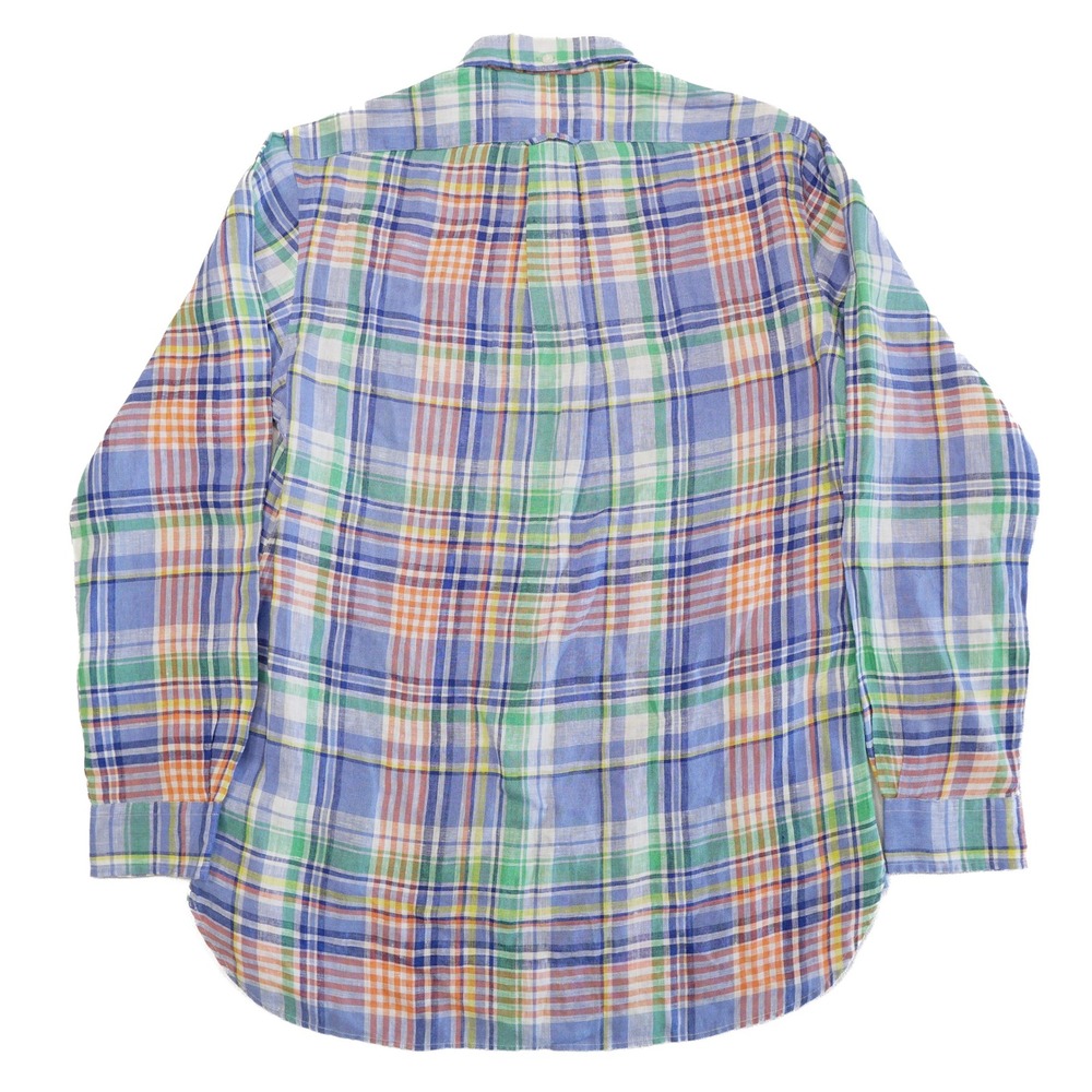 RALPH LAUREN Men's SP 100% Linen Madras Long Sleeve Button Down Dress Shirt - Picture 4 of 7